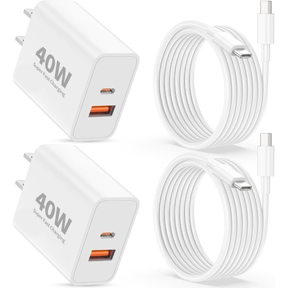 iPhone 17 16 Pro Max Charger Fast Charging, 2Pack 40W Dual Port USB C Fast Wall